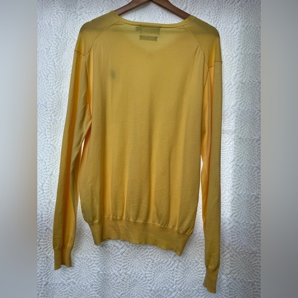 Polo Ralph Lauren V Neck Sweater Size Large Yellow 100% Pima Cotton Preppy Golf - Picture 12 of 13